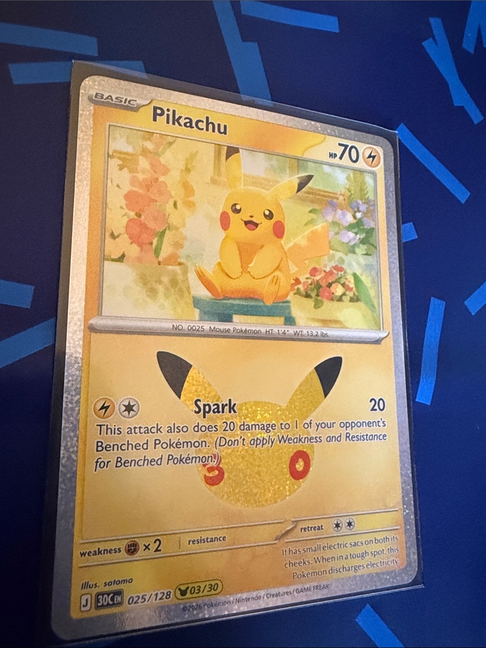 Pikachu Trading Card New release 30th edition Spark Holographic